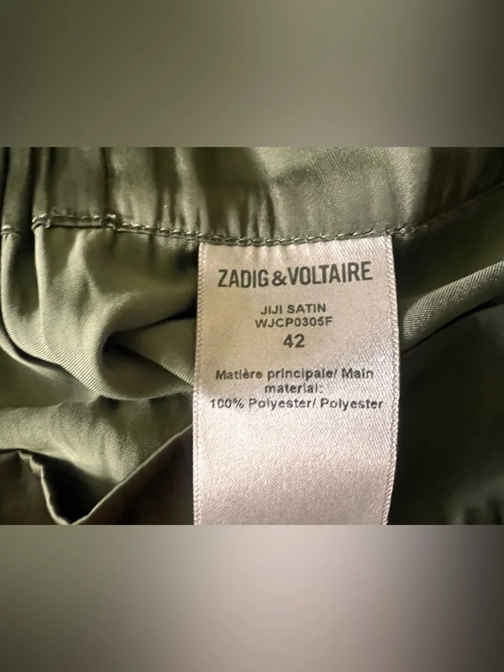ZADIG & VOLTAIRE Sz 42 XL Jiji Green Satin Midi Skirt Orig $258 Excellent Cond - Picture 6 of 7